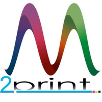 M2Print logo, M2Print contact details