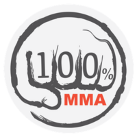 100% MMA logo, 100% MMA contact details