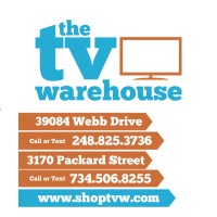 The TV Warehouse logo, The TV Warehouse contact details