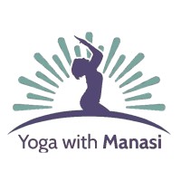 Yoga with Manasi logo, Yoga with Manasi contact details