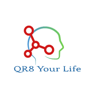 QR8.life logo, QR8.life contact details