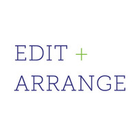 EDIT + ARRANGE logo, EDIT + ARRANGE contact details