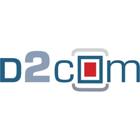 D2com logo, D2com contact details