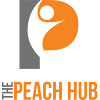 The PEACH Hub logo, The PEACH Hub contact details