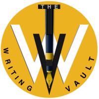 The Writing Vault logo, The Writing Vault contact details