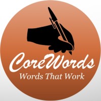 CoreWords logo, CoreWords contact details