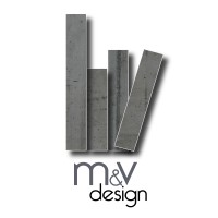 M&V Design logo, M&V Design contact details