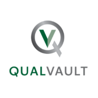 QualVault logo, QualVault contact details