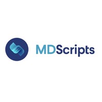 MDScripts logo, MDScripts contact details