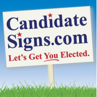 CandidateSigns.com logo, CandidateSigns.com contact details