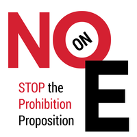 No on Prop E logo, No on Prop E contact details