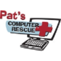 'Pat''s Computer Rescue' logo, 'Pat''s Computer Rescue' contact details