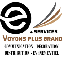 E.services logo, E.services contact details