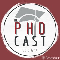 The PhDCast logo, The PhDCast contact details