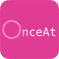 OnceAt logo, OnceAt contact details