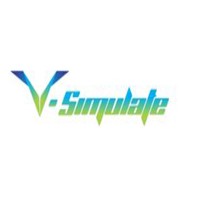 V-Simulate logo, V-Simulate contact details