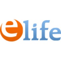 E-life logo, E-life contact details