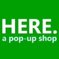 HERE. a pop-up shop logo, HERE. a pop-up shop contact details