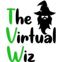 The Virtual Wiz logo, The Virtual Wiz contact details