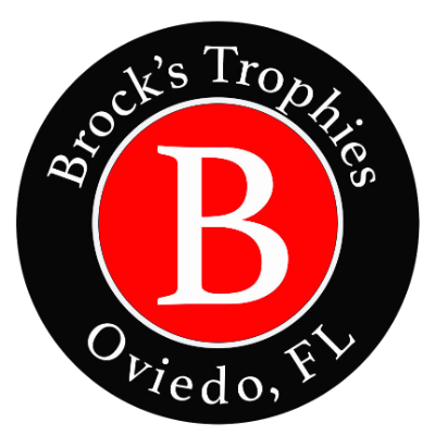 'Brock''s Trophies' logo, 'Brock''s Trophies' contact details