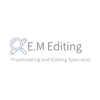 E.M Editing logo, E.M Editing contact details