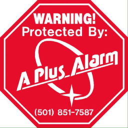 A Plus Alarm logo, A Plus Alarm contact details