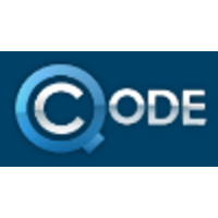 QCode logo, QCode contact details