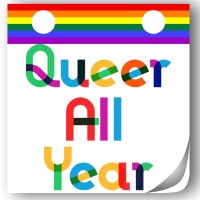 Queer All Year Podcast logo, Queer All Year Podcast contact details