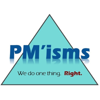 PM'isms logo, PM'isms contact details