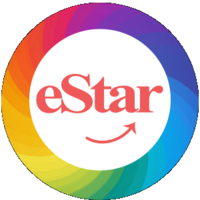 eStar : ) logo, eStar : ) contact details