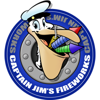 '''Captain Jim''''s Fireworks''' logo, '''Captain Jim''''s Fireworks''' contact details