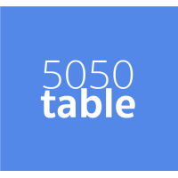 50/50 Table logo, 50/50 Table contact details