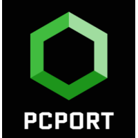 PCPort logo, PCPort contact details