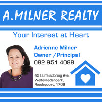 A Milner realty logo, A Milner realty contact details