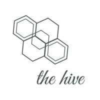 The Hive logo, The Hive contact details