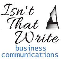 Isn't That Write | B2B/B2C MarCom | Editing Svcs | Design | Layout | Training logo, Isn't That Write | B2B/B2C MarCom | Editing Svcs | Design | Layout | Training contact details