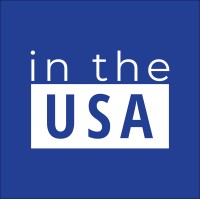 in the USA logo, in the USA contact details