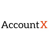 AccountX logo, AccountX contact details