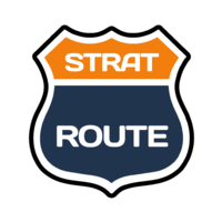 StratRoute logo, StratRoute contact details