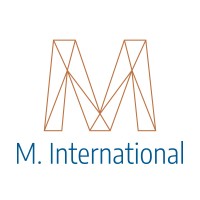 M. International logo, M. International contact details