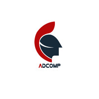 The AdComp logo, The AdComp contact details