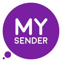 MySender logo, MySender contact details