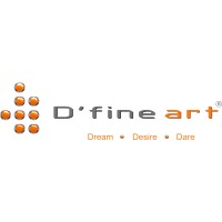 'D''fine art' logo, 'D''fine art' contact details