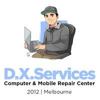 D.X. Services logo, D.X. Services contact details