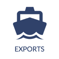 Exports.io logo, Exports.io contact details