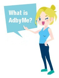 AdbyMe logo, AdbyMe contact details