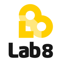 LAB8 logo, LAB8 contact details