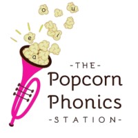 The Popcorn Phonics Station logo, The Popcorn Phonics Station contact details