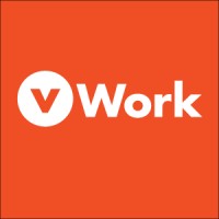 vWork logo, vWork contact details