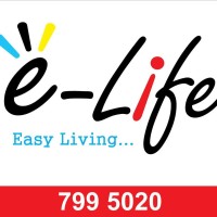 e-Life logo, e-Life contact details